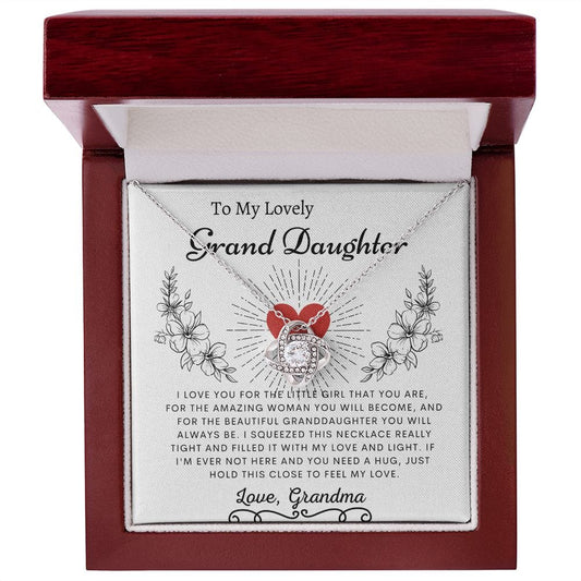 To My Lovely Grand Daughter Love Grandma- Love Knot Necklace