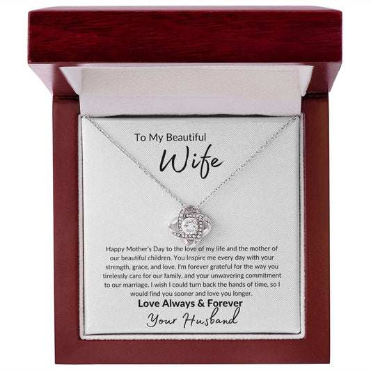 To My Beautiful Wife - Love Knot Necklace
