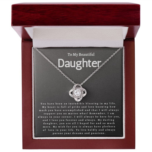 To My Beautiful Daughter - Love Knot Nedcklace