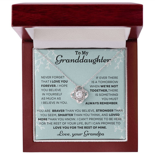 To My Granddaughter Love Grandpa - Love Knot Necklace