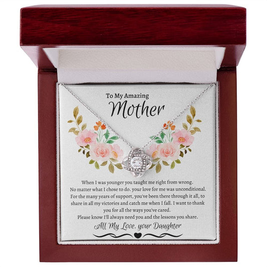 To My Amazing Mother Love Daughter - Love Knot Necklace