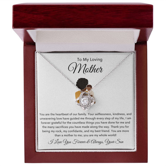 To My Loving Mother Love Your Son - Love Knot Necklace
