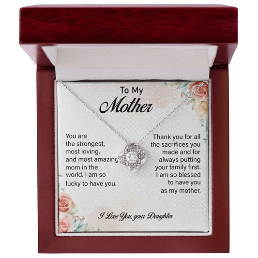 To My Mother Love Daughter - Love Knot Necklace