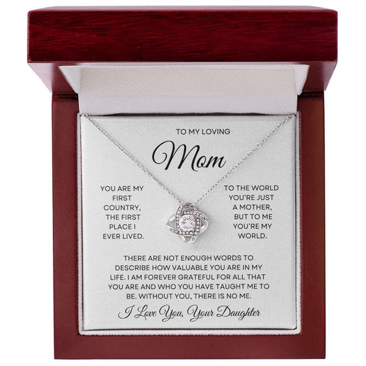 To My Loving Mom Love Your Daughter - Love Knot Necklace