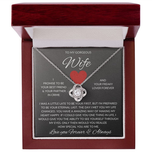 To My Gorgeous Wife - Love Knot Necklace