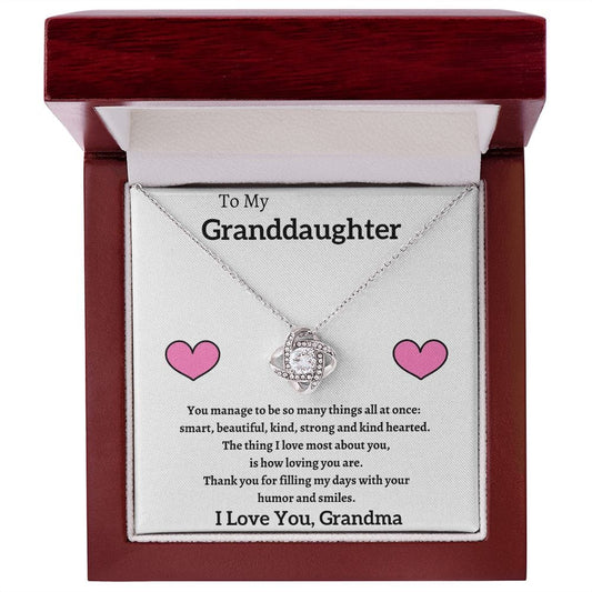 To My Granddaughter Love Grandma - Love Knot Necklace