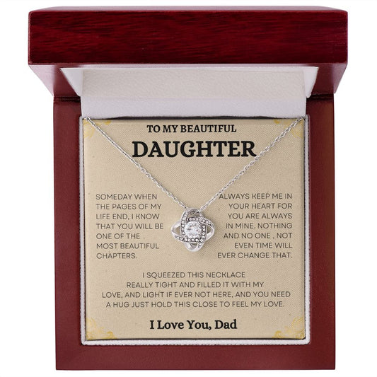 To My Beautiful Daughter Love Dad - Love Knot Necklace