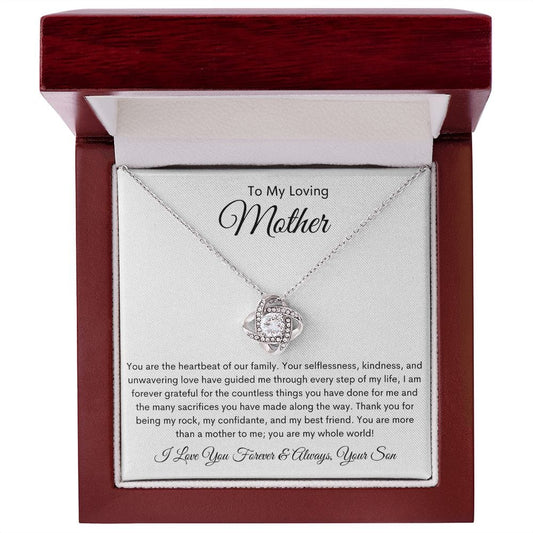 To My Loving Mother Love Your Son - Love Knot Necklace