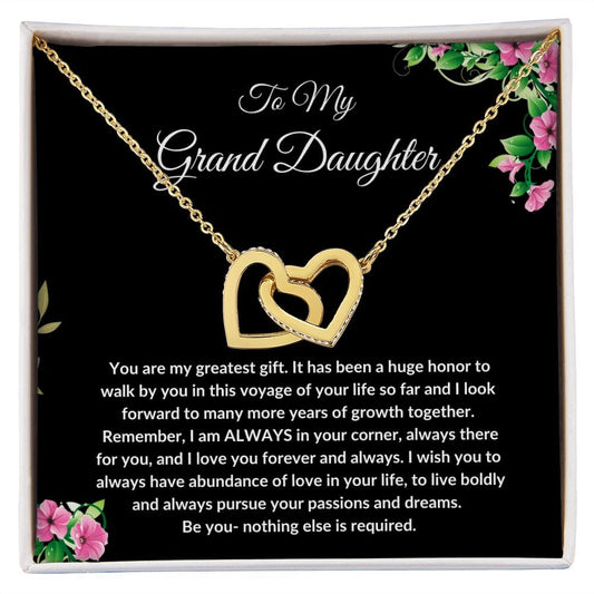 To My Granddaughter - Interlocking Heart Necklace