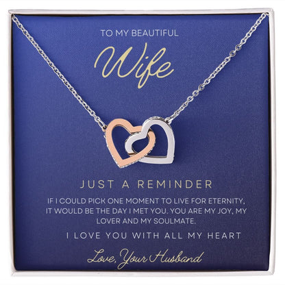 To My Beautiful Wife - Interlocking Hearts Necklace