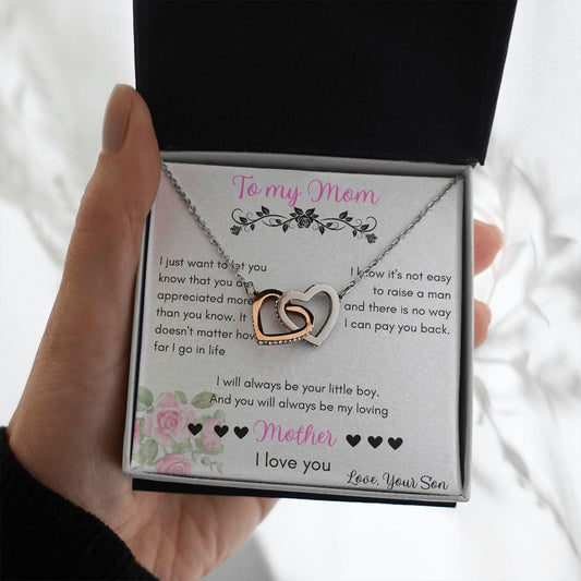 To My Mom Love Your Son - Interlocking Hearts Necklace