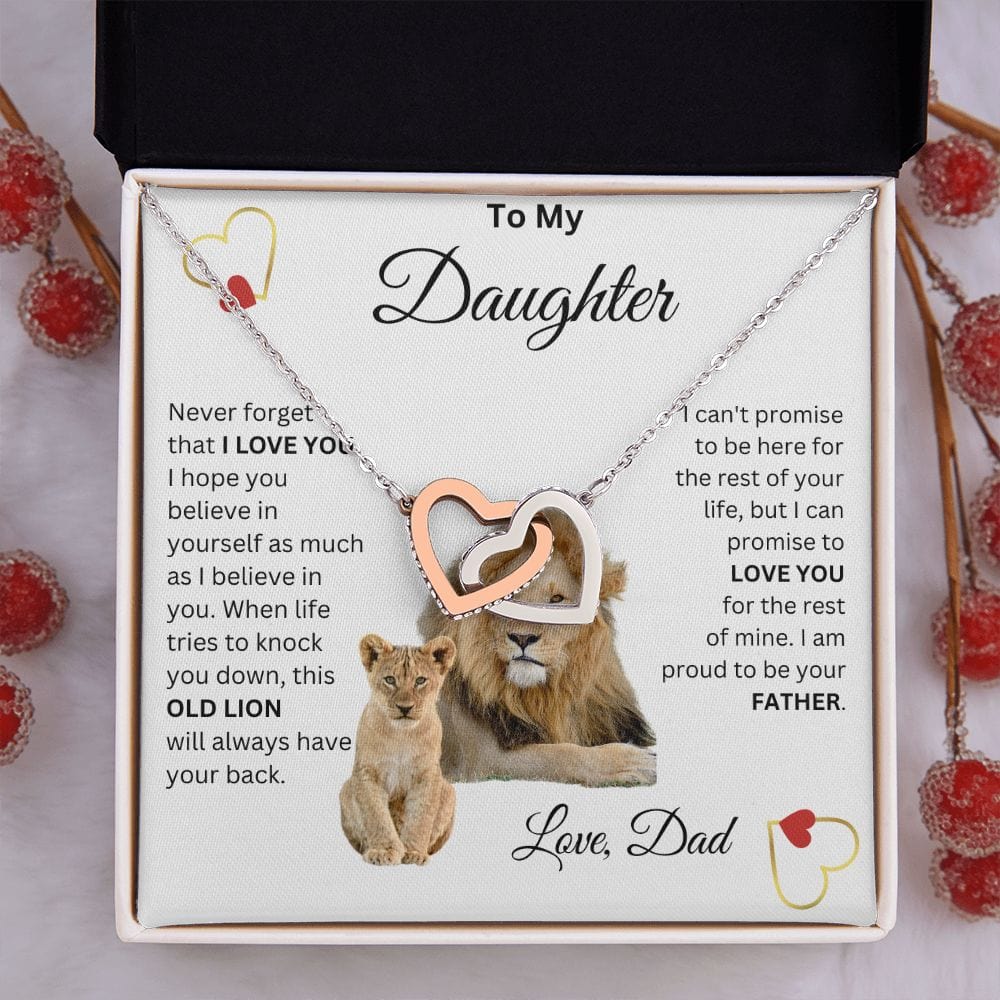 To My Daughter Love Dad - Interlocking Hearts Necklace