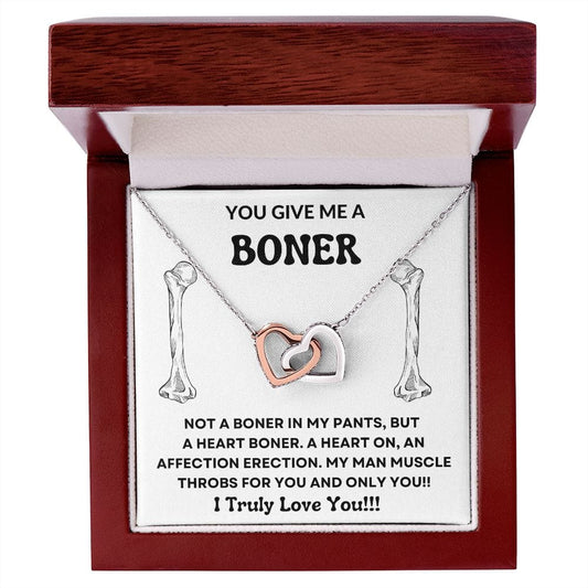 You Give Me a Boner - Interlocking Hearts Necklace