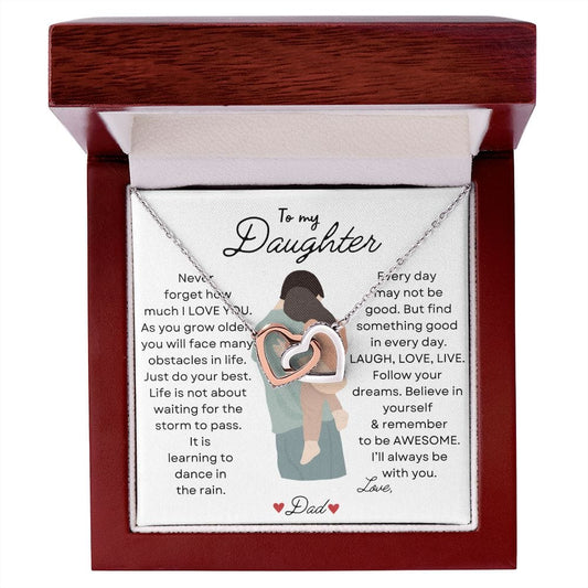 To My Daughter Love Dad - Interlocking Hearts Necklace