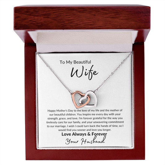 To My Beautiful Wife - Interlocking Hearts Necklace