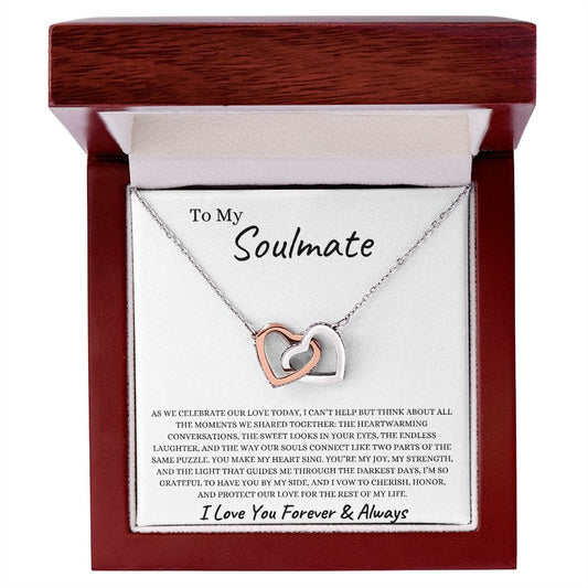 To My Soulmate - Interlocking Hearts Necklace