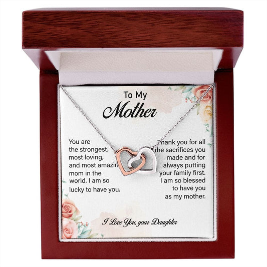To My Mother Love Daughter - interlocking Hearts Necklace