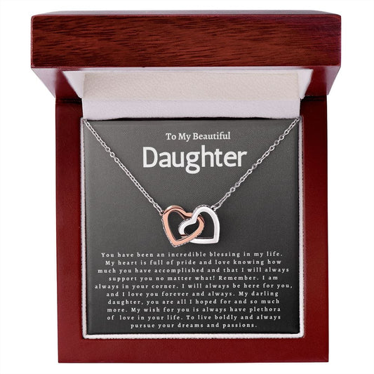 To My Beautiful Daughter - Interlocking Hearts Necklace