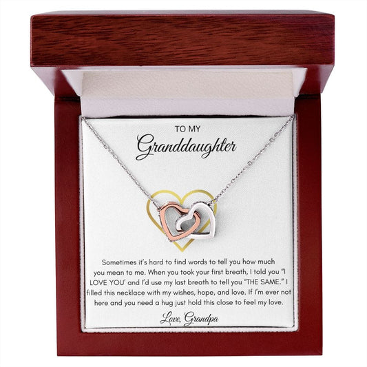 To My Granddaughter Love Grandpa - Interlocking Hearts