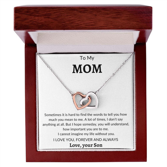 To My Mom  Love Your Son - Interlocking Hearts Necklace