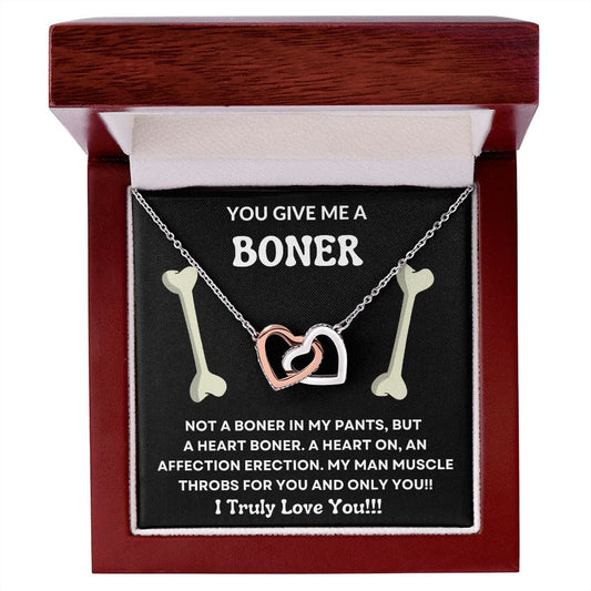 You Give Me a Boner - Interlocking Hearts Necklace