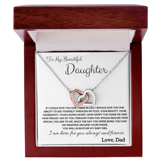 To My Beautiful Daughter Love Dad - Interlocking Hearts Necklace
