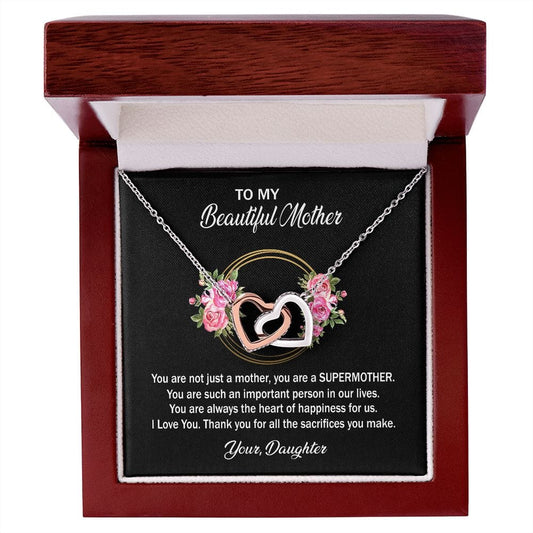 To My Beautiful Mother Love your Daughter - Interlocking Hearts Necklace