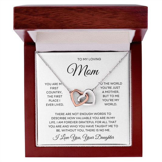 To My Loving Mom Love Your Daughter - Interlocking Hearts Necklace