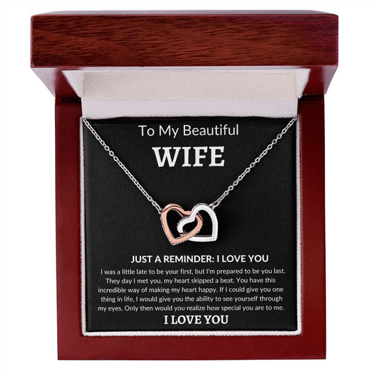 To MY Beautiful Wife- Interlocking Hearst Necklace
