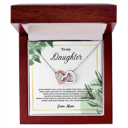 To My Daughter Interlocking Hearts Necklace Love Mom