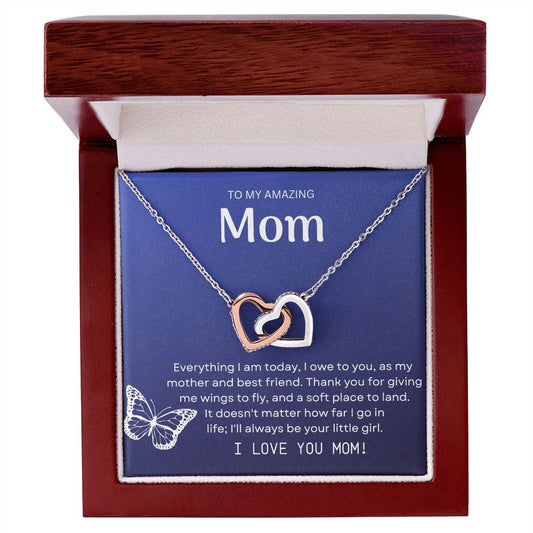 To My Amazing Mom - Interlocking Hearts Necklace