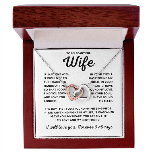 To My Beautiful Wife - Interlocking Hearts Necklace