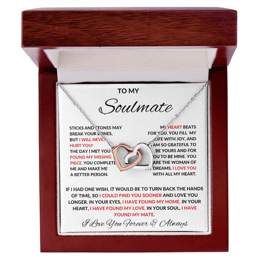 To My Soulmate - Interlocking Hearts Necklace