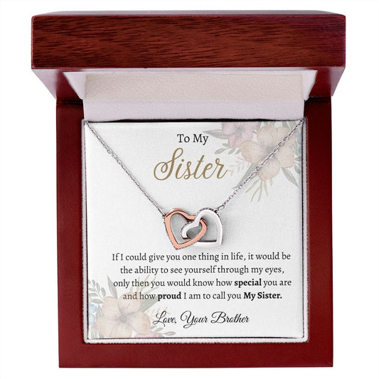 To My Sister- Interlocking Hearts Necklace