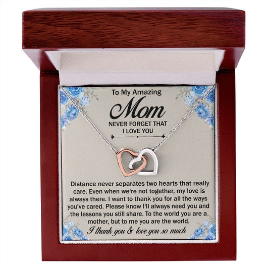 To My Amazing  Mom - Interlocking Hearts Necklace