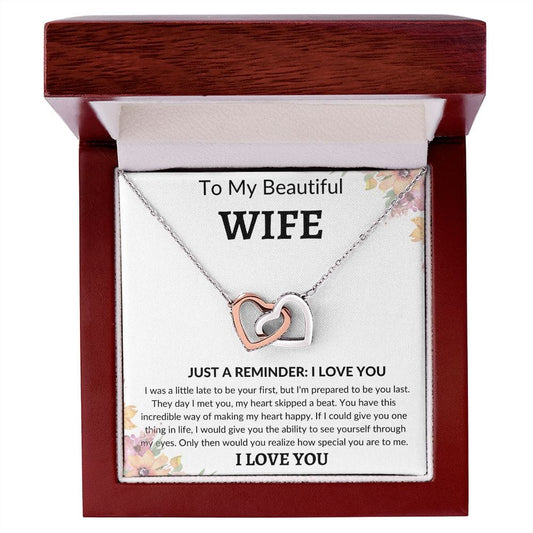 To MY Beautiful Wife- Interlocking Hearts Necklace