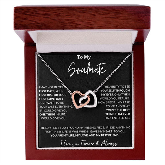 To My Soulmate- Interlocking Hearts Necklace