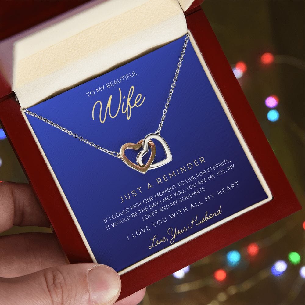 To My Beautiful Wife - Interlocking Hearts Necklace