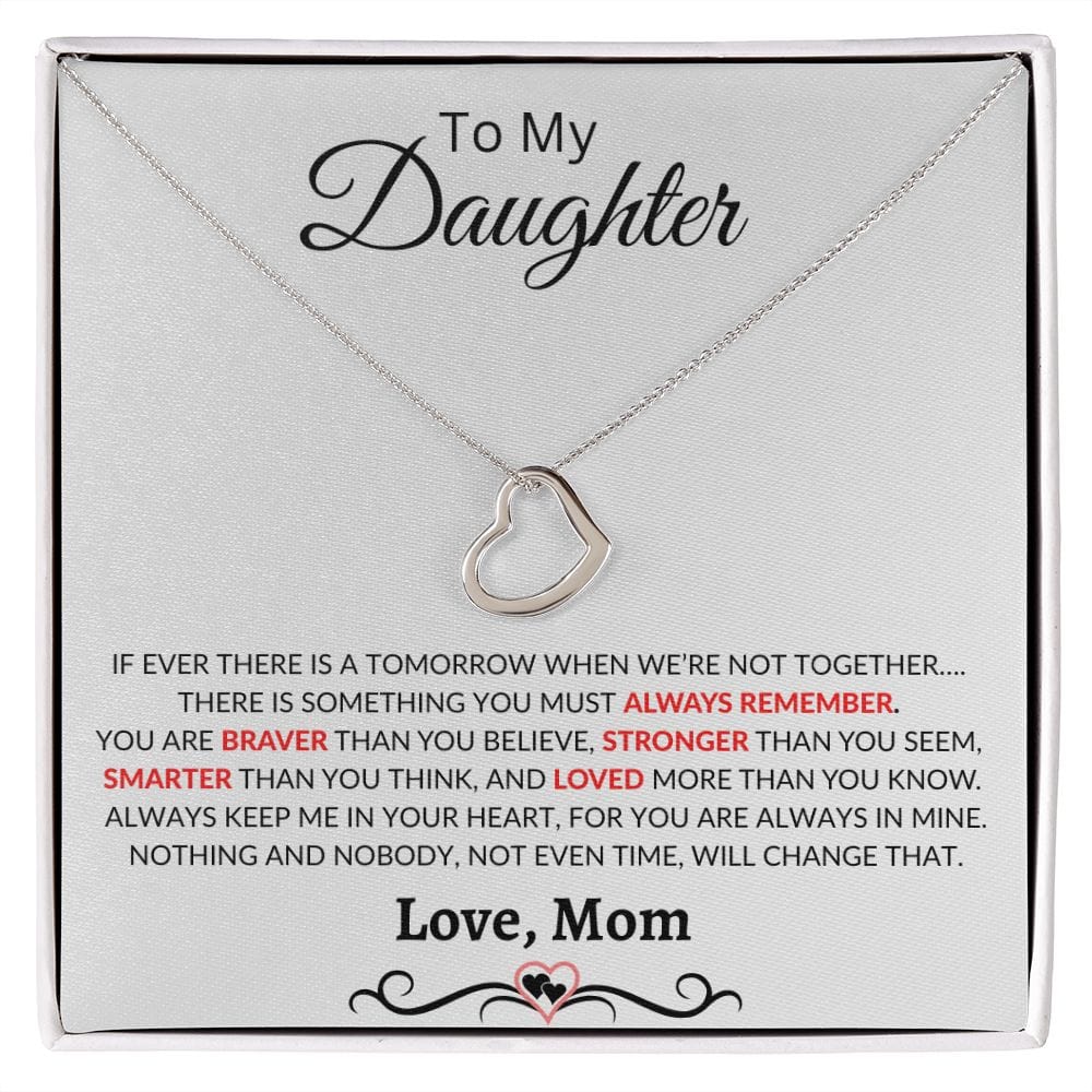 To My Daughter Delicate Heart Necklace - Love Mom