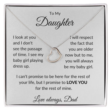 To My Daughter Love Dad - Delicate Heart Necklace
