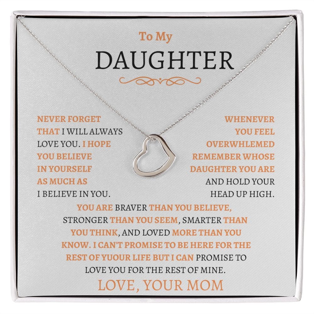 To My Daughter Love Mom - Delicate Heart Necklace