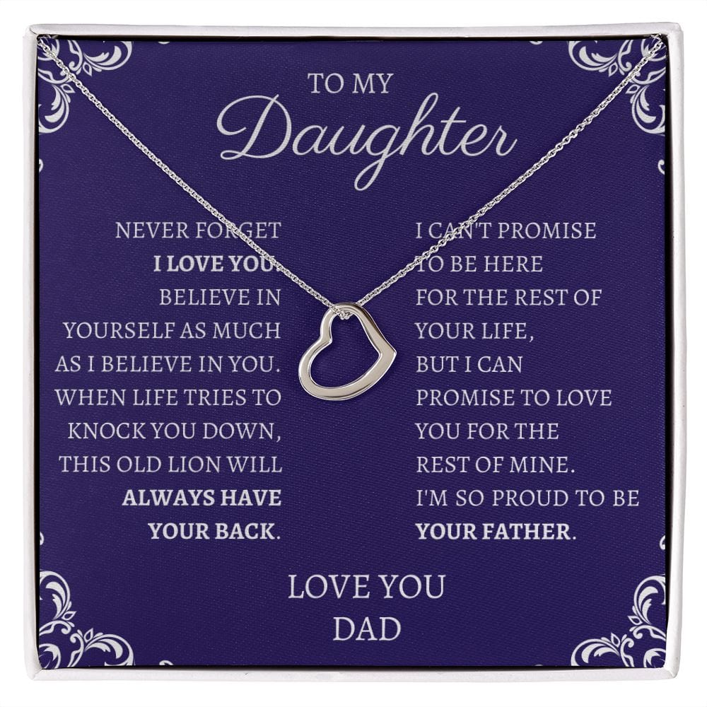 To My Daughter Love Dad - Delicate Heart Necklace
