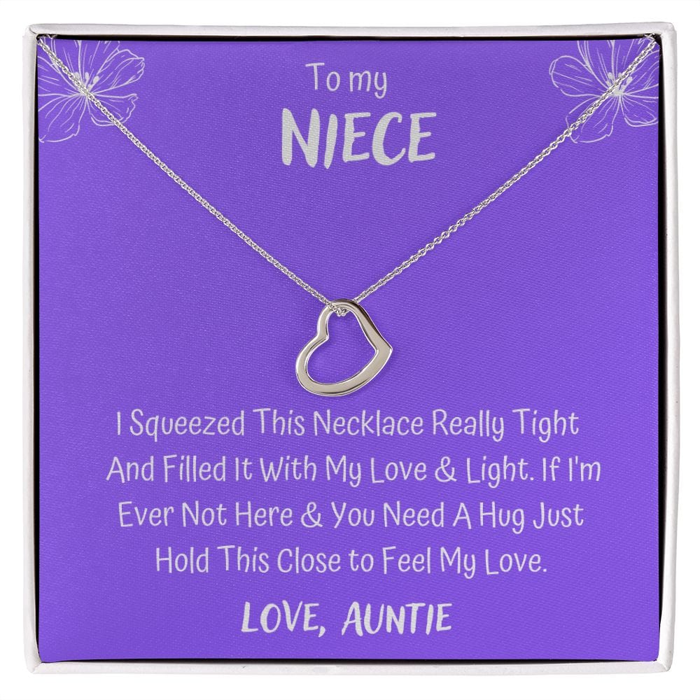 To My Niece Love Auntie - Delicate Heart Necklace