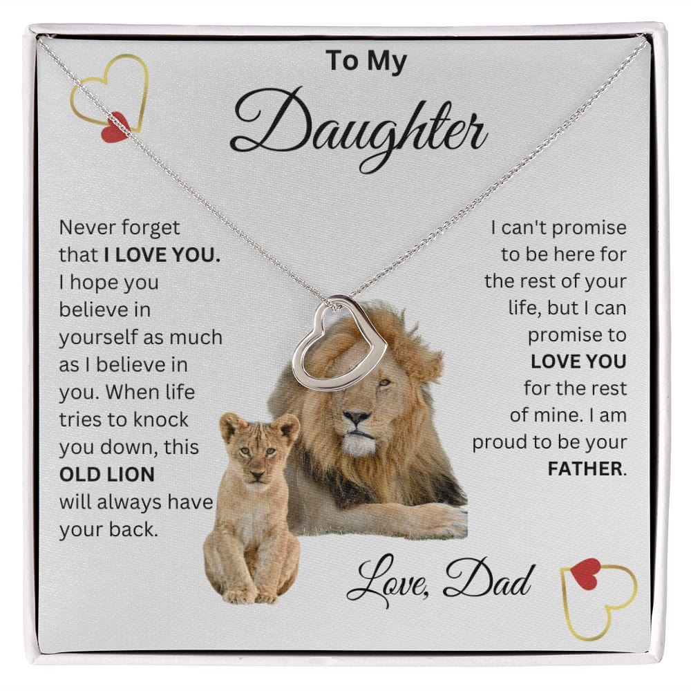 To My Daughter Love Dad - Delicate Heart Necklace