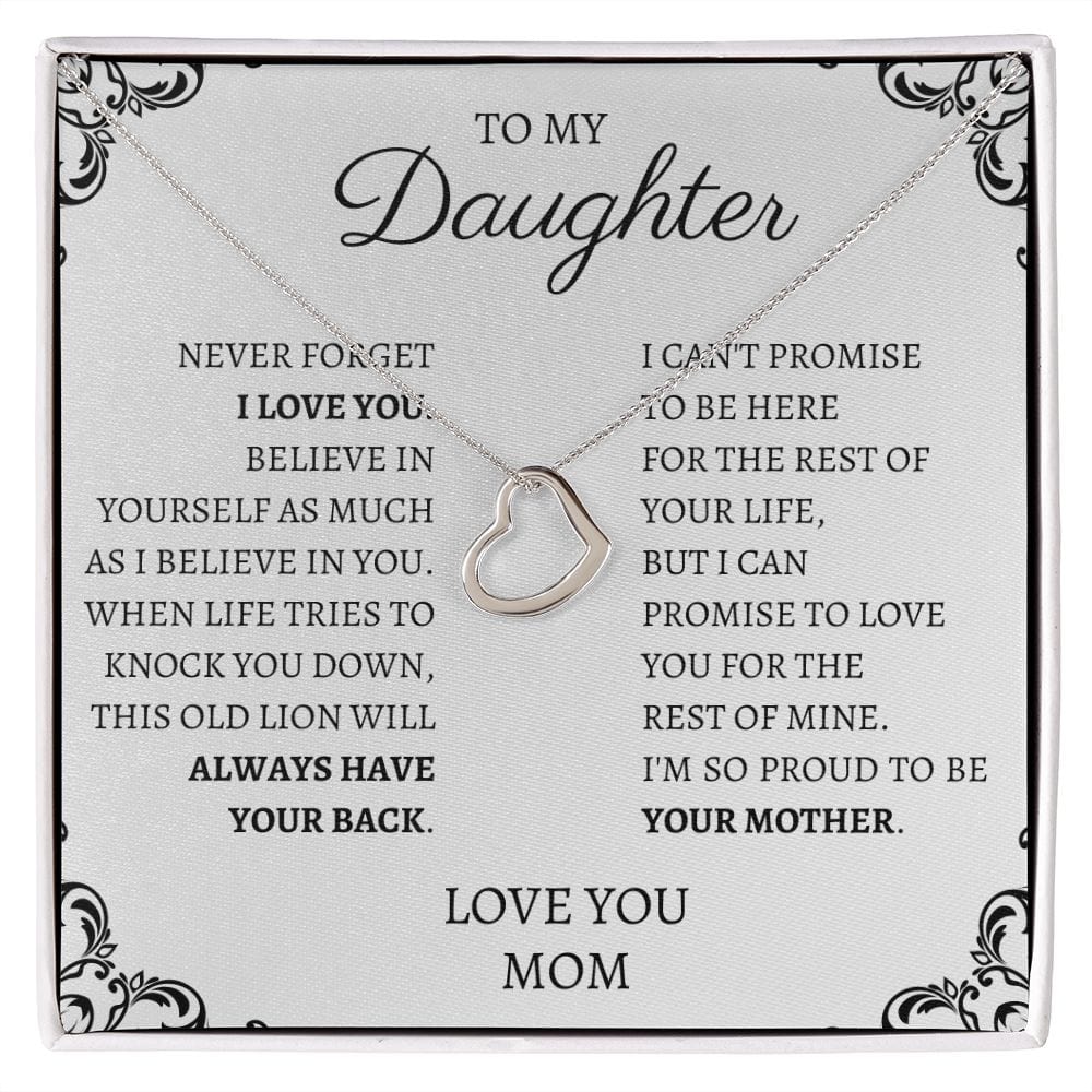 To My Daughter Love Mom - Delicate Heart Necklace