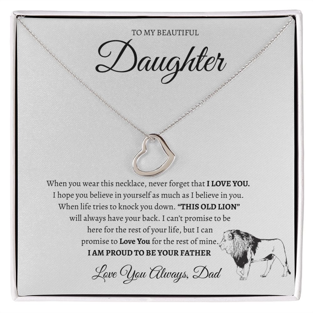To My Beautiful Daughter Love Dad - Delicate Heart Necklace