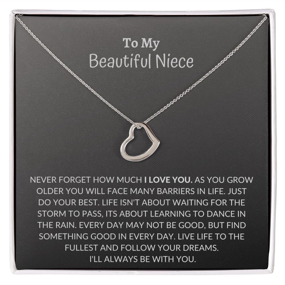 To My Beautiful Niece - Delicate Heart Necklace