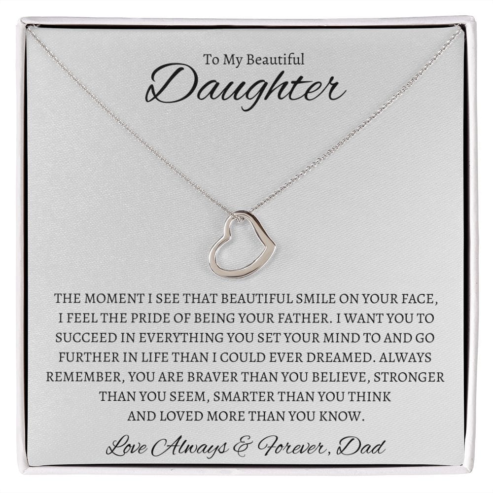 To My Daughter Love Dad - Delicate Heart Necklace