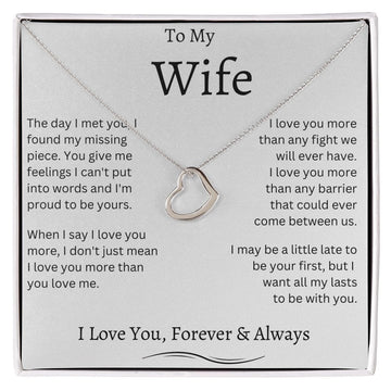 To My Wife - Delicate Heart Necklace