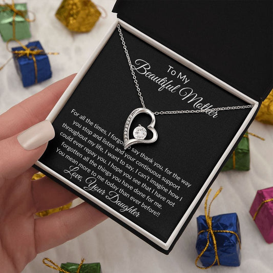 To My Beautiful Loving Mother -  Forever Love Necklace